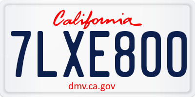 CA license plate 7LXE800