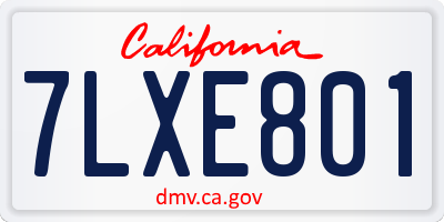 CA license plate 7LXE801