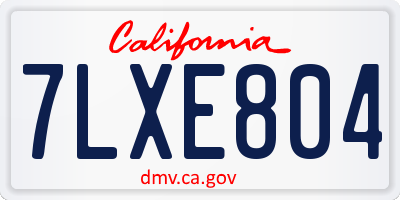 CA license plate 7LXE804