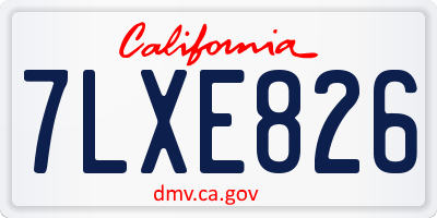 CA license plate 7LXE826