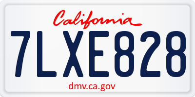 CA license plate 7LXE828