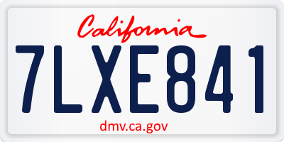 CA license plate 7LXE841