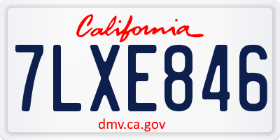 CA license plate 7LXE846