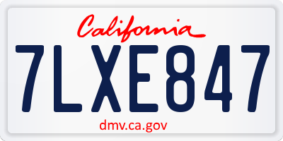 CA license plate 7LXE847