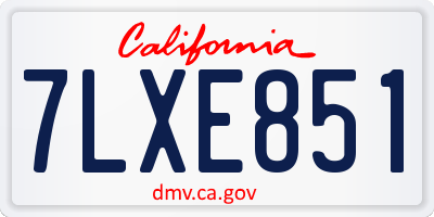 CA license plate 7LXE851