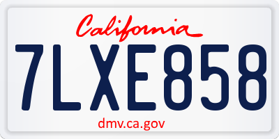 CA license plate 7LXE858