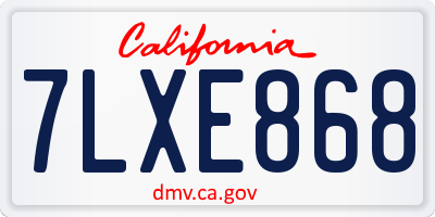 CA license plate 7LXE868