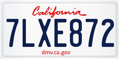 CA license plate 7LXE872