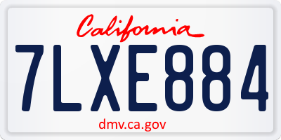 CA license plate 7LXE884