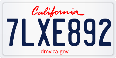 CA license plate 7LXE892