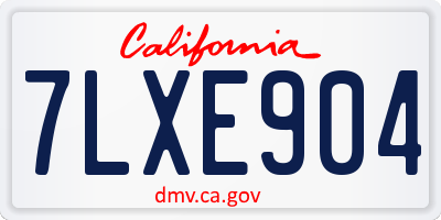 CA license plate 7LXE904