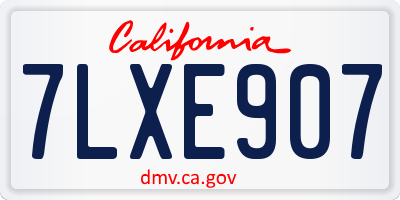 CA license plate 7LXE907