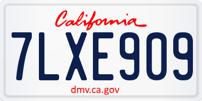 CA license plate 7LXE909