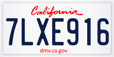 CA license plate 7LXE916