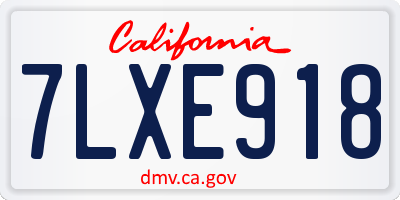 CA license plate 7LXE918