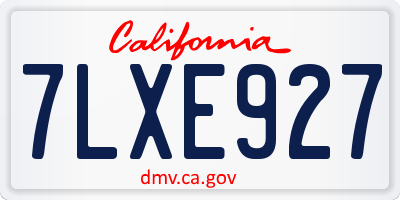 CA license plate 7LXE927