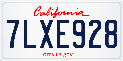 CA license plate 7LXE928