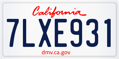 CA license plate 7LXE931