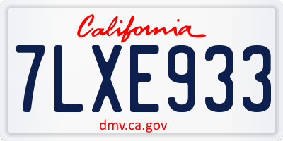 CA license plate 7LXE933