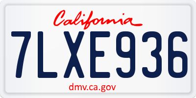 CA license plate 7LXE936