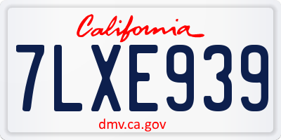 CA license plate 7LXE939