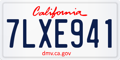 CA license plate 7LXE941