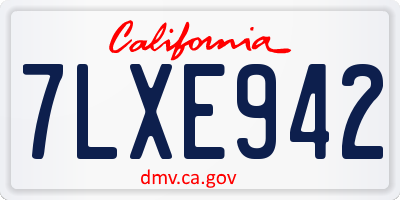 CA license plate 7LXE942