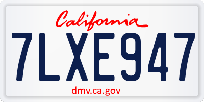 CA license plate 7LXE947