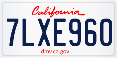 CA license plate 7LXE960