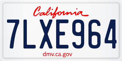 CA license plate 7LXE964