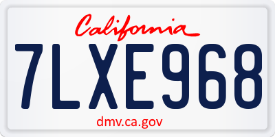 CA license plate 7LXE968