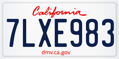 CA license plate 7LXE983