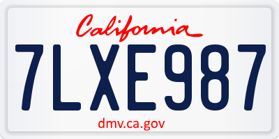 CA license plate 7LXE987