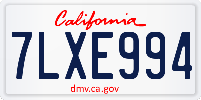 CA license plate 7LXE994