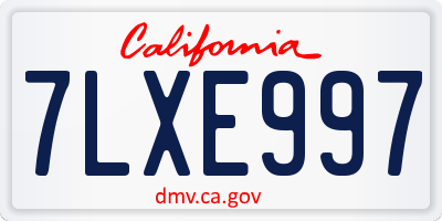 CA license plate 7LXE997