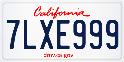 CA license plate 7LXE999