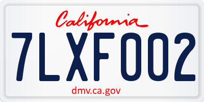 CA license plate 7LXF002
