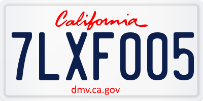 CA license plate 7LXF005