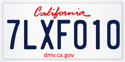 CA license plate 7LXF010