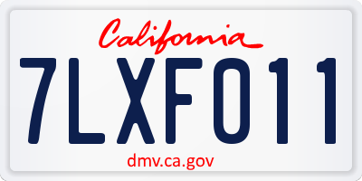 CA license plate 7LXF011