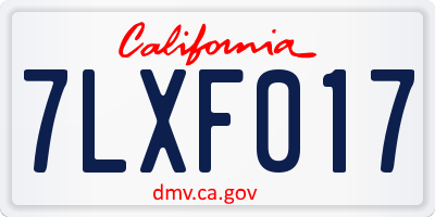CA license plate 7LXF017