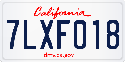 CA license plate 7LXF018