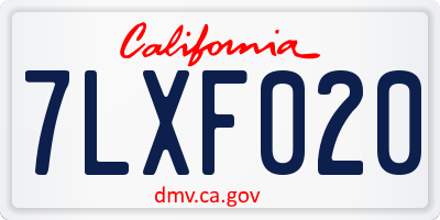 CA license plate 7LXF020