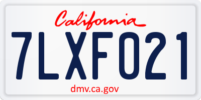 CA license plate 7LXF021