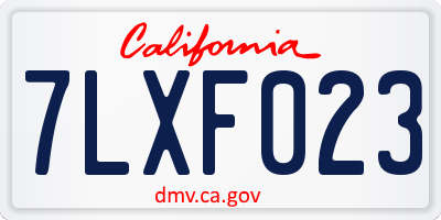 CA license plate 7LXF023