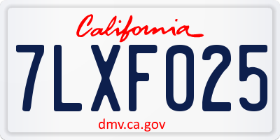 CA license plate 7LXF025
