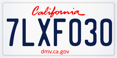 CA license plate 7LXF030