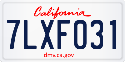 CA license plate 7LXF031