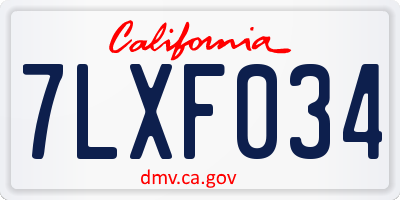 CA license plate 7LXF034