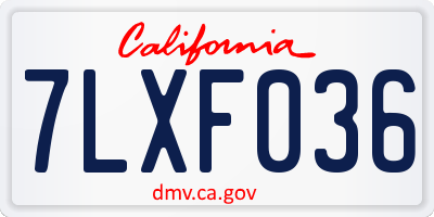 CA license plate 7LXF036
